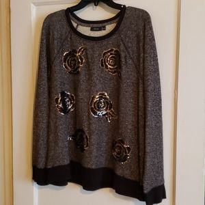 Sequined rose sweatshirt